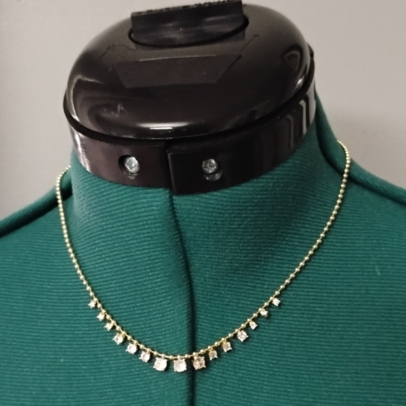 Aqua CZ Crystal Station on Gold Bead Chain Necklace NWT - Picture 8 of 8